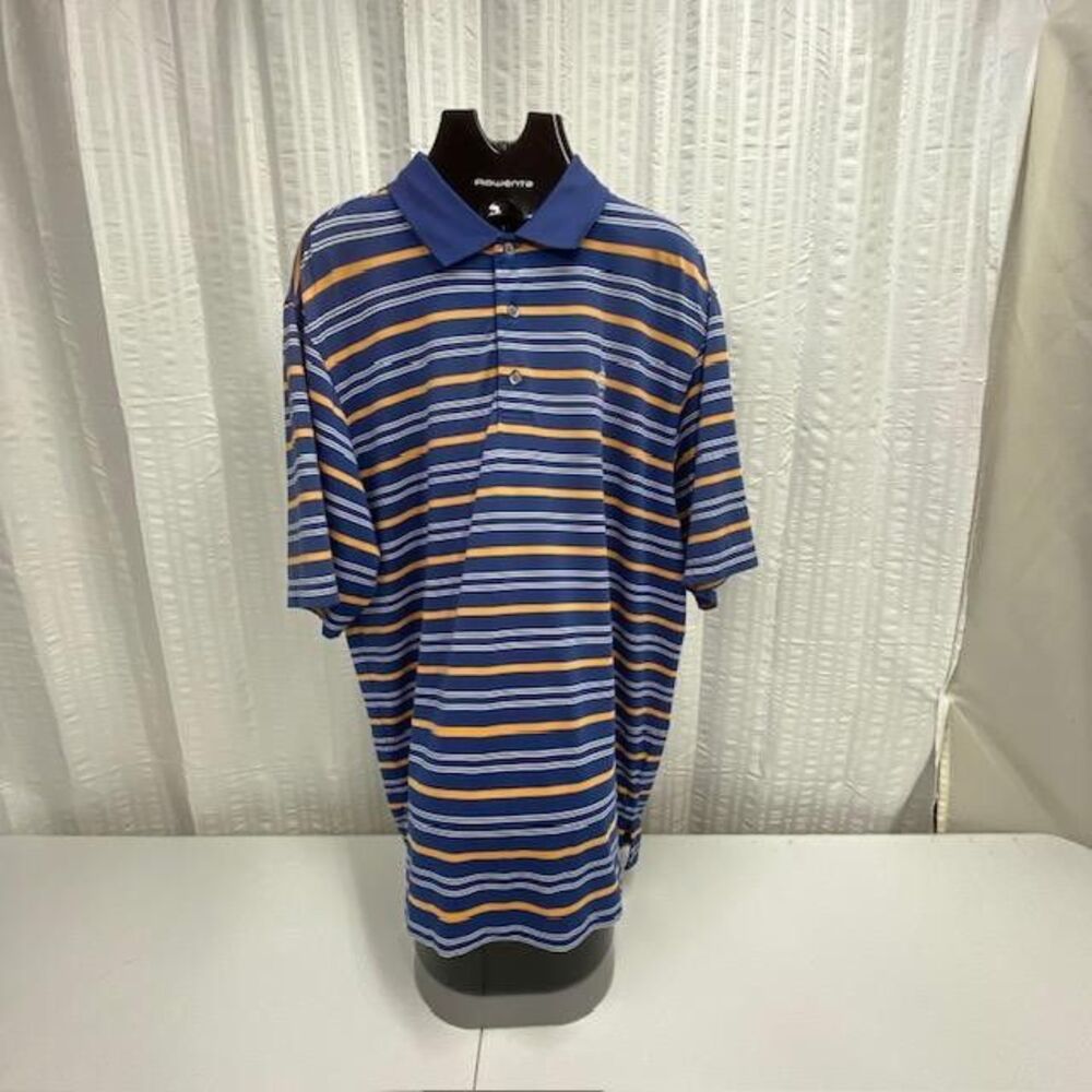 FootJoy Atlanta Athletic Club 1898 Mens L Golf Polo Blue Gold Striped FJ(510-4)